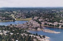 Flyfoto fra Helleskilen, Kirkeøy, Hvaler, 12. juli 1967.