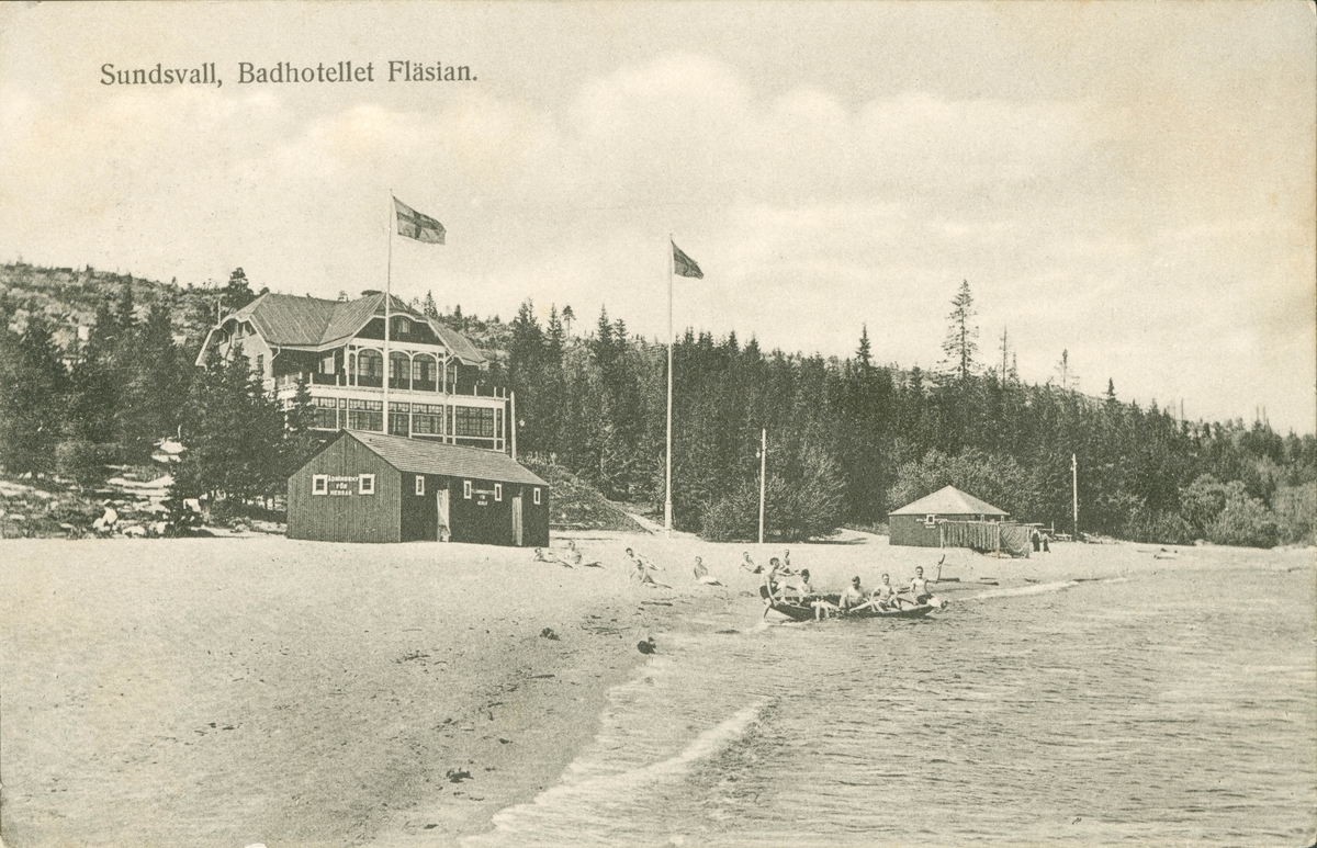 Fläsians havsbad. Vykort. - Sundsvalls museum / DigitaltMuseum