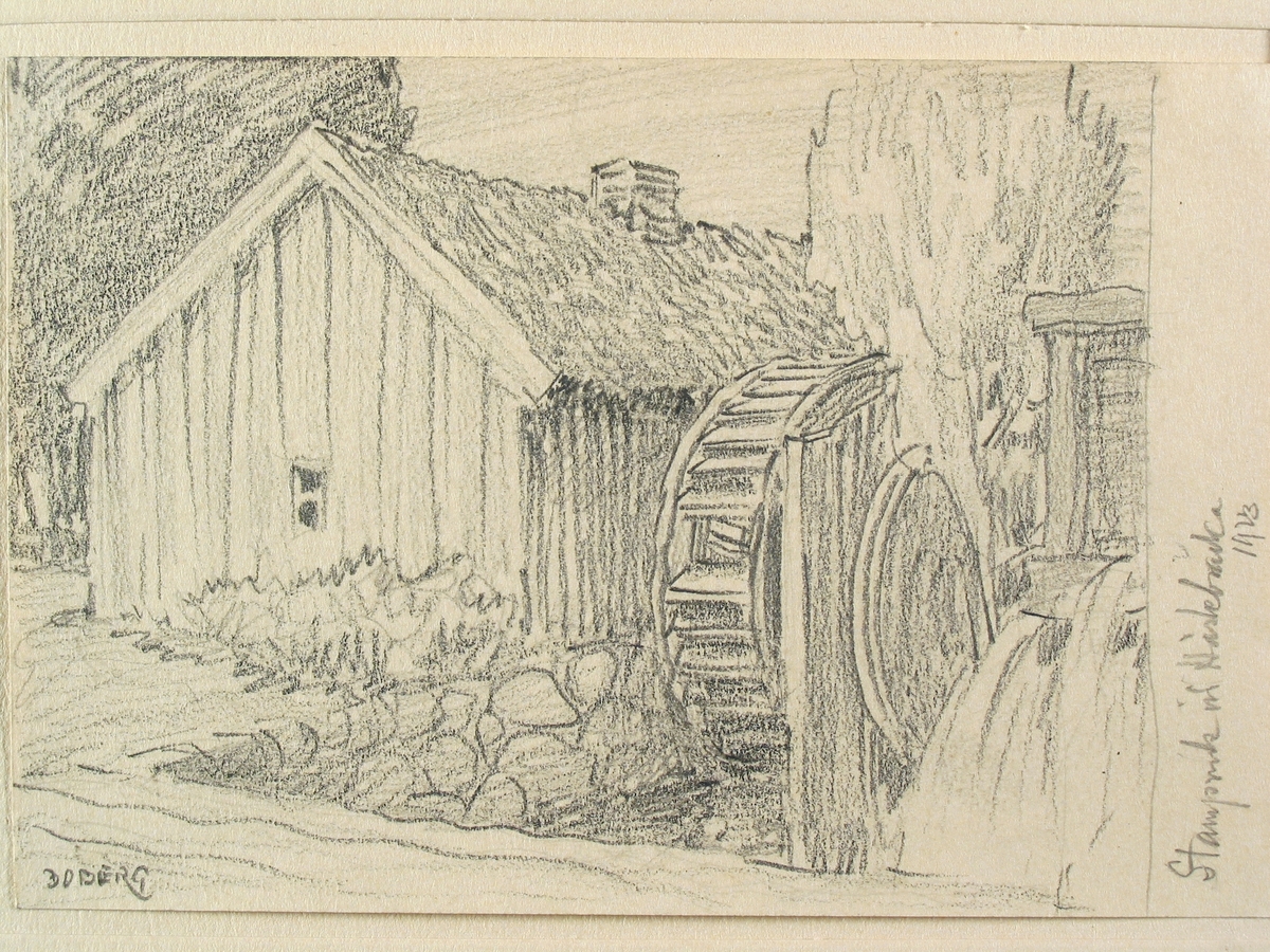 Bohuslän, Sörbygdens hd., Krokstads sn., Hässlebräcke, Stampvik. Teckning av Ferdinand Boberg