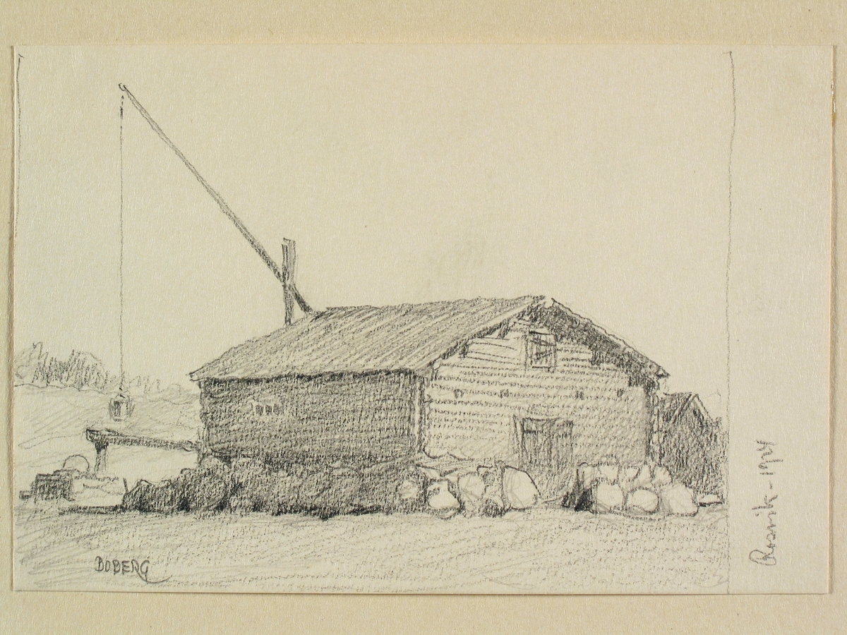 Norrbotten, Piteå landsförsamling, Rosvik. Teckning av Ferdinand Boberg.