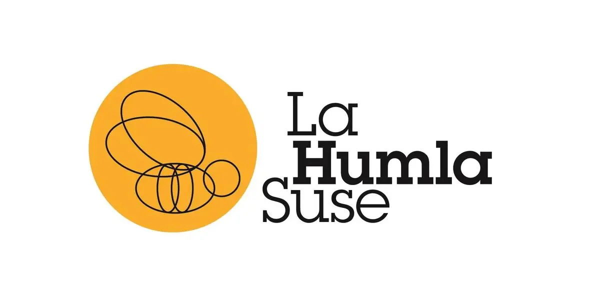 Logo til foreningen La humla suse har en gul runding med en svart strektegning av en humle inni.
