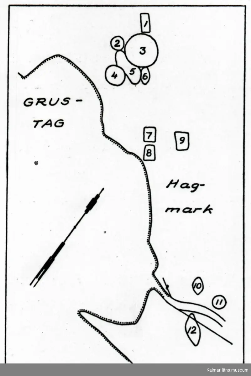 Karta över gravfält i Törnsfall.