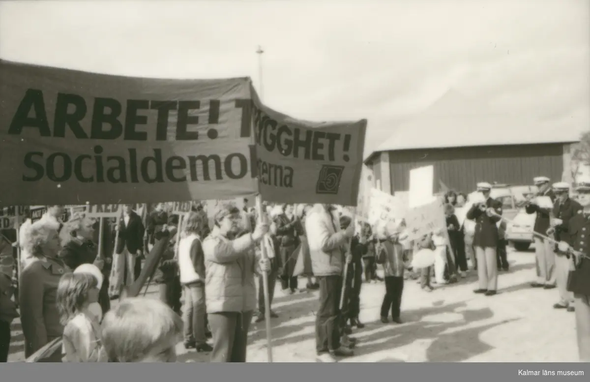 Första majdemonstration i Södra Möckleby 1980.