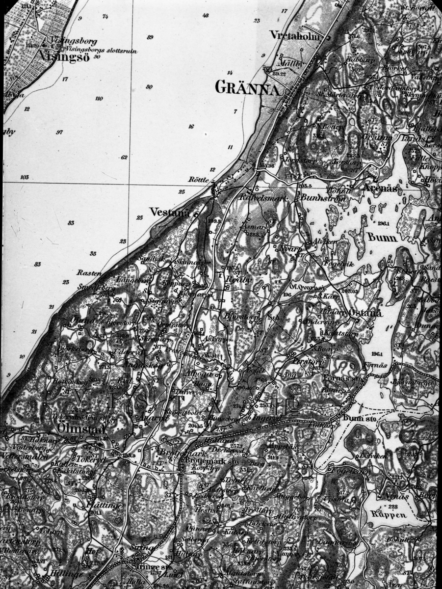 Reprofotografi av karta över Gränna socken