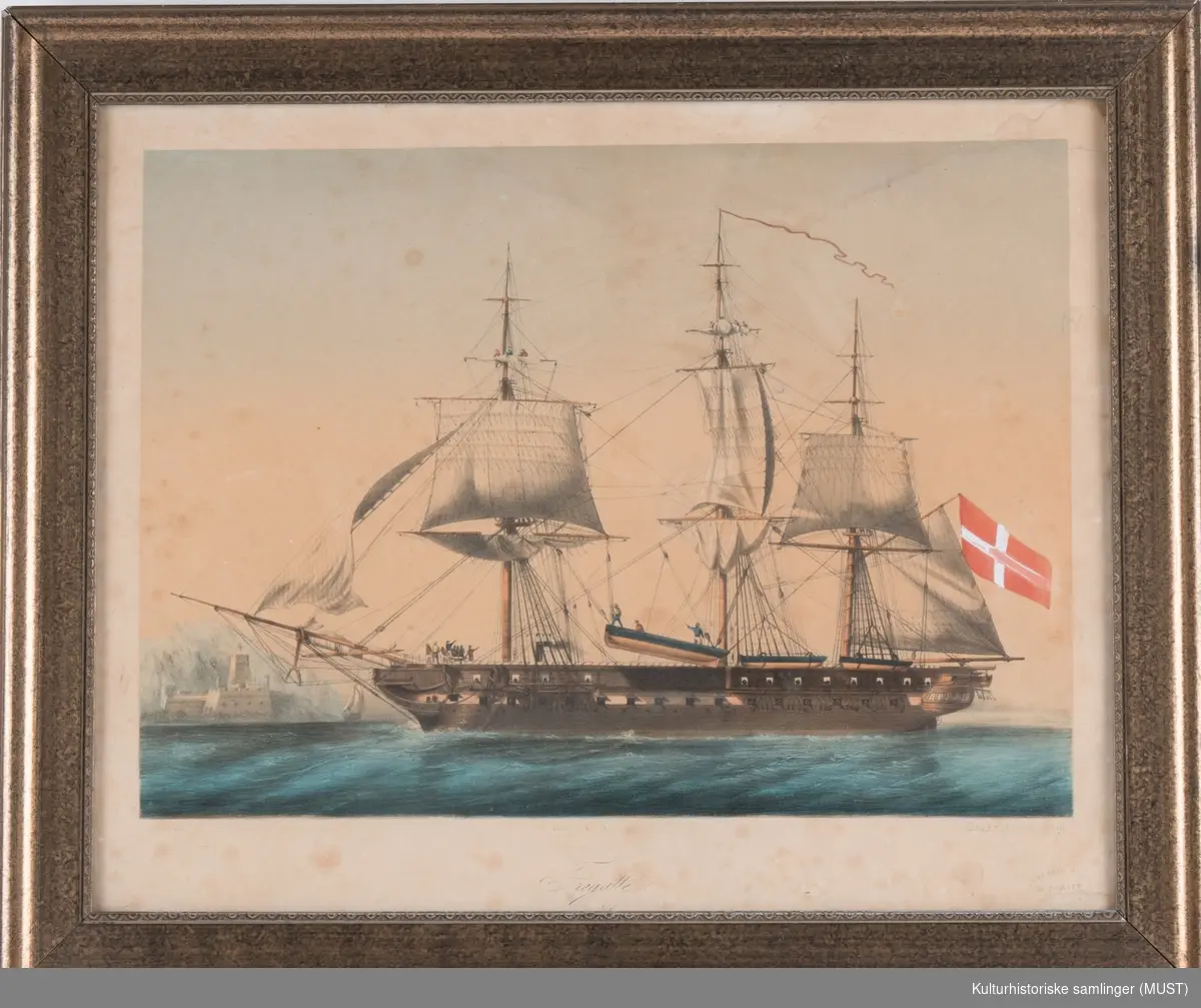Dansk fregatt, sett fra siden