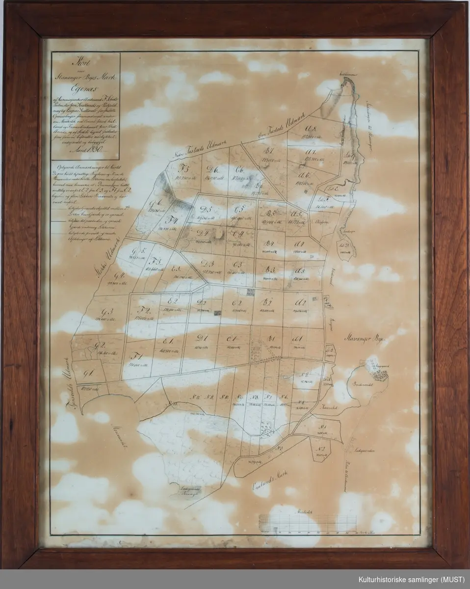 Eiendomskart fra 1830 over Egenes-løkkene