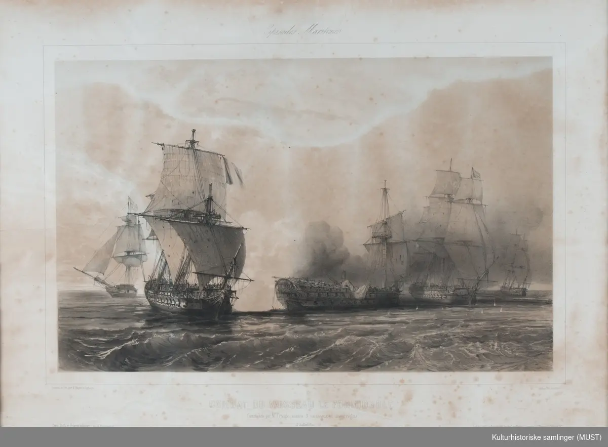 Kampscene fra 1801, med skipet "Le Formidable", til ære for Kaptein M'Troude.