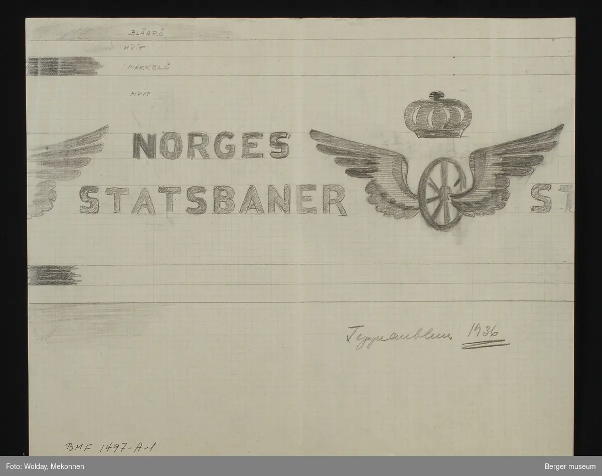 NORGES 
STATSBANER med emblem vognhjul og krone (uten kors).