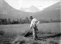 Mann med hjå ute på marken. Det er ukjent hvem vi ser på bil