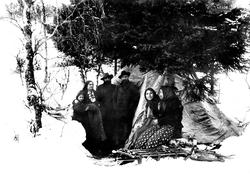 Telt med romfolk på vinterstid i Malm i Nord-Trøndelag 1907.