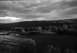 Landskap i lav aftensol fotografert fra Odberg på Kraby, Øst