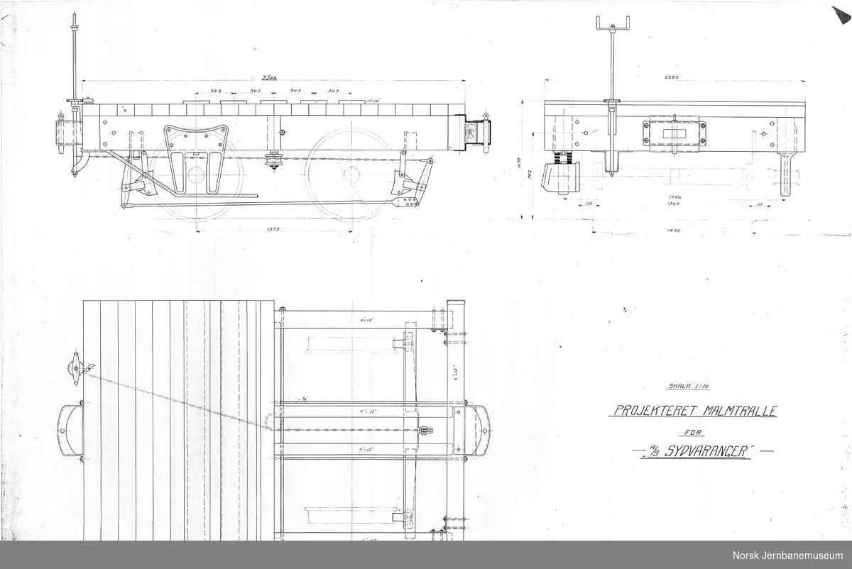 Prosjekteret malmtralle for A/S Sydvaranger
Sporvidde 1435 mm