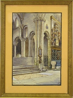 Enl. Liggaren: "Akvarell: Varnhemskyrka, interiör, glas o. ram"

L.H. 1992