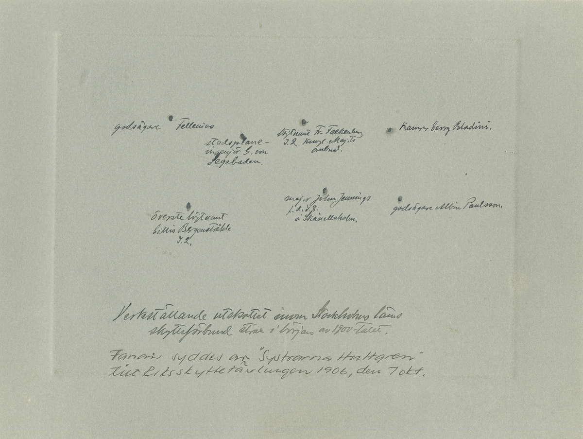Verkställande utskottet inom Stockholms läns skytteförbund i början av 1900-talet.
För namn, se bild nr. 2.
