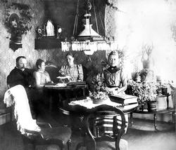 Stueinteriør fra hjem på Larkollen i Rygge 1892. Hjemmet til