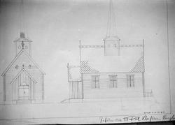 Fasade-tegning av Sødorp kapell, Nord Fron, utvendig fra 192