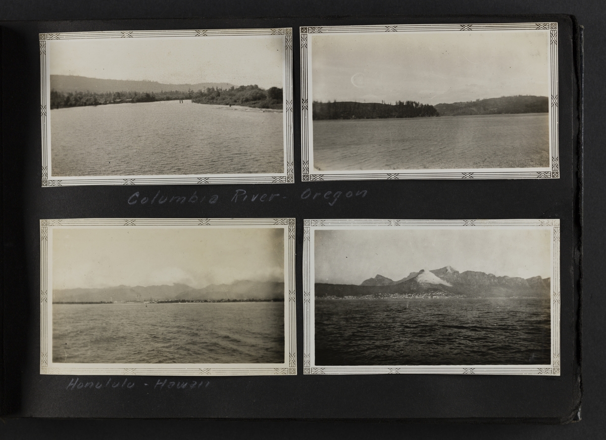 Columbia River, Oregon (2 bildene øverst).
Honululu, Hawaii (nederst til venstre).