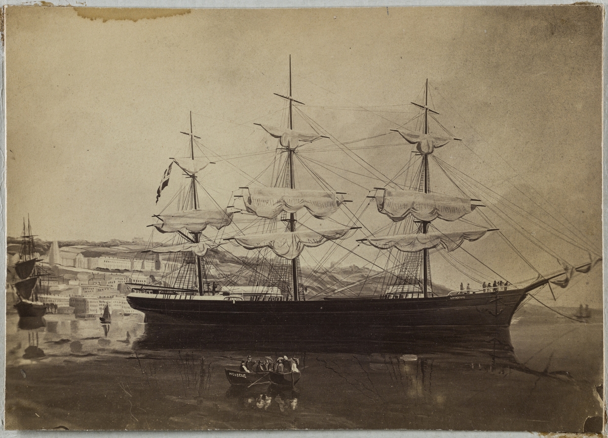 Avfotografert maleri av Fregatten Livingstone i Livorno 1879