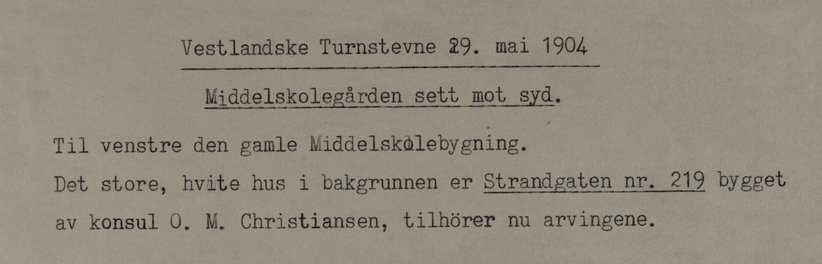 Vestlandske Turnstevne, 29. mai 1904.