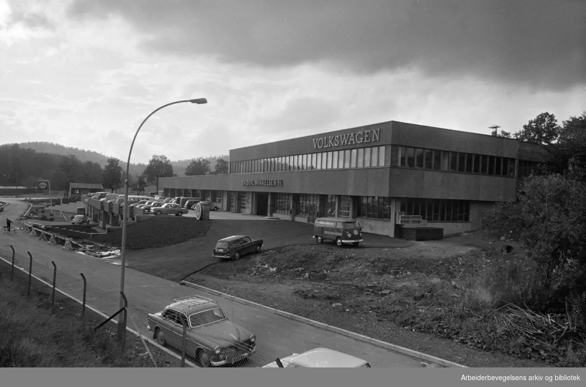 Rødtvet. Volkswagen-senter Nord. Brødrene Mikkelsens bilverksted. September 1967