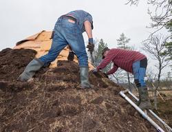 Bilde tatt i forbindelse med legging av torv på gamme. Fra g