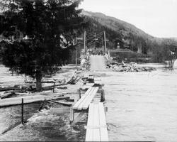 Repro: Bru og veg i flom