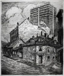 Fra Skolegaten i Vika [radering]