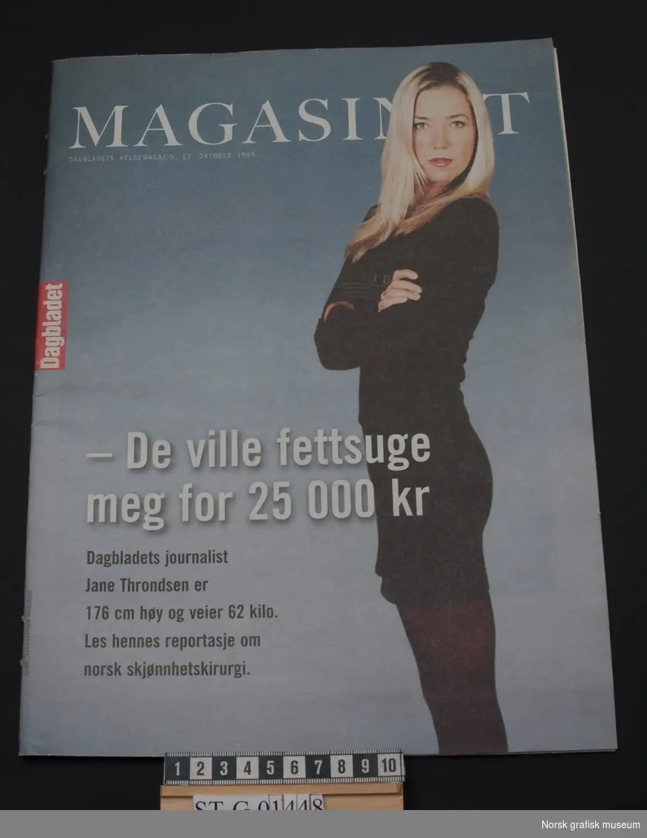 "Magasinet". Dagbladets helgemagasin 23. oktobber 1999. Fire farger.