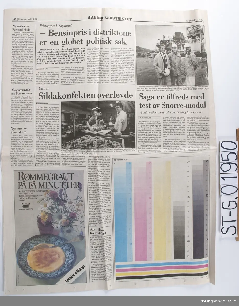 Test av fire fargetrykk i Aftenbladet (1990), Nordisk avisteknisk samarbeidsnemnd (NATS).