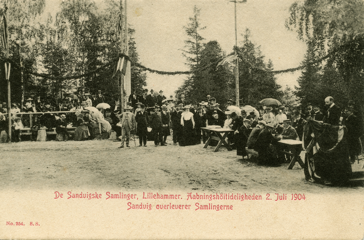 Postkort: De Sandvigske Samlinger, åpningshøytideligheten i 1904
