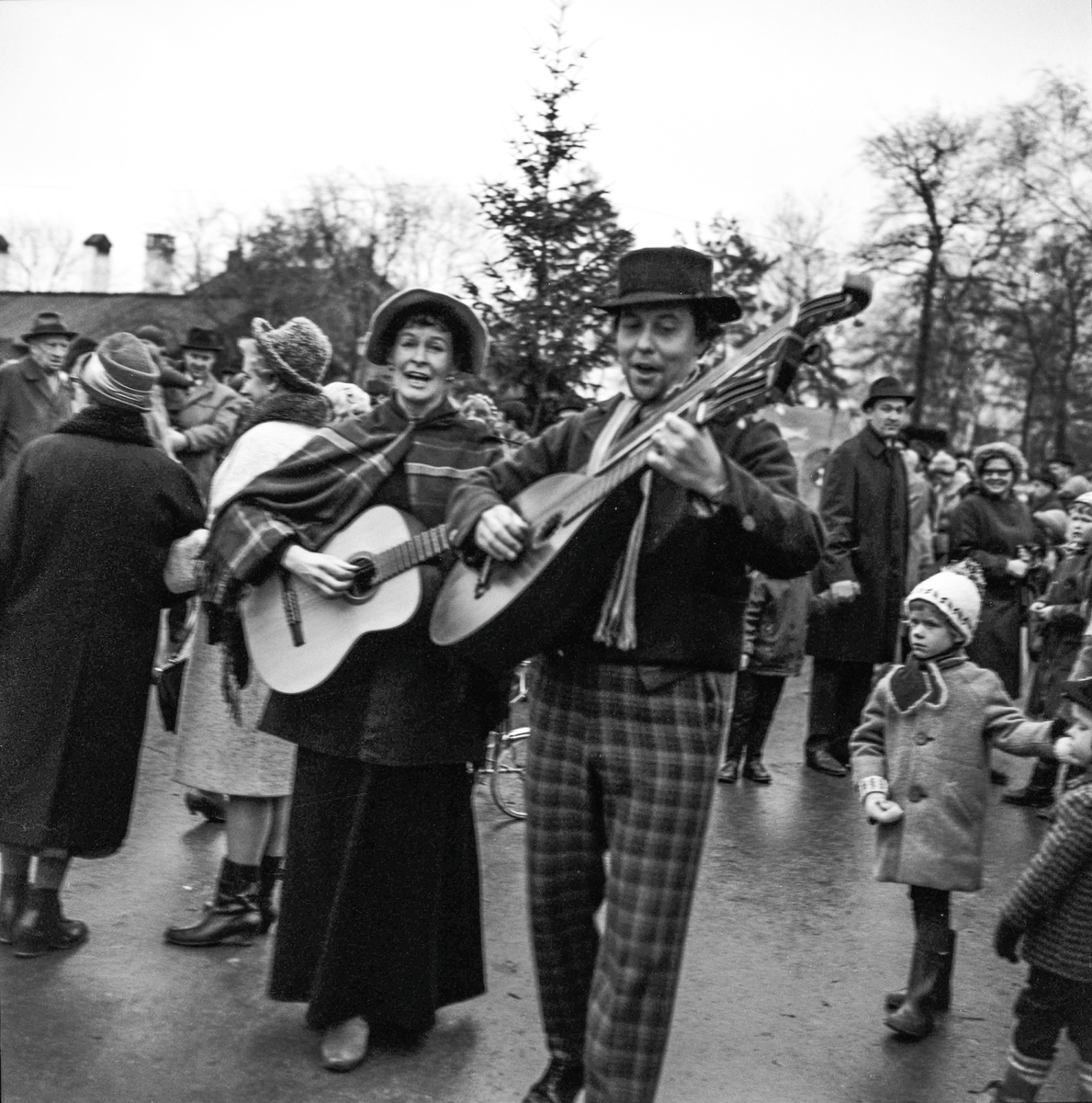 Musikanter på Skansen julmarknad år 1966.