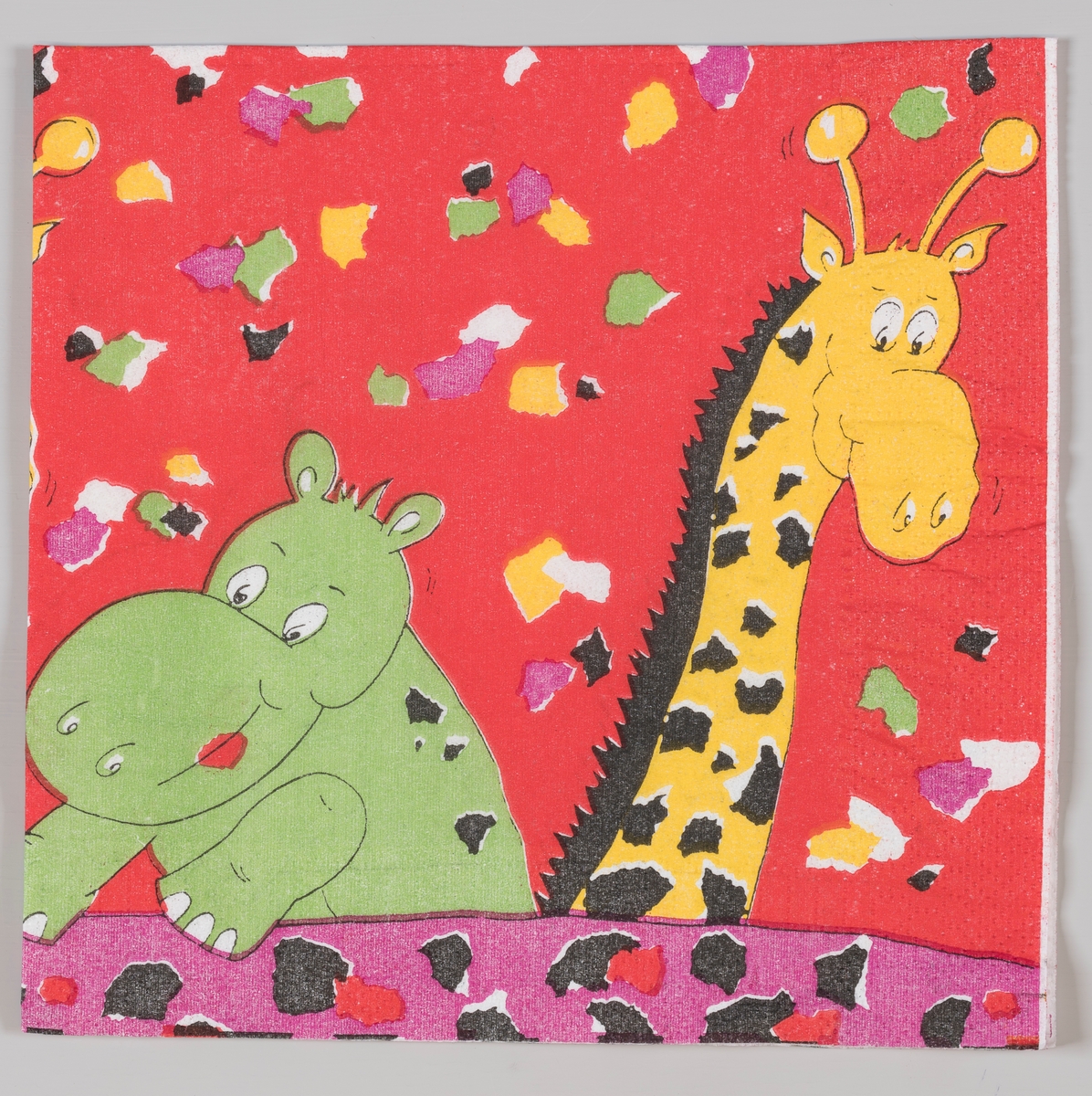 En flodhest og en giraff og masse konfetti