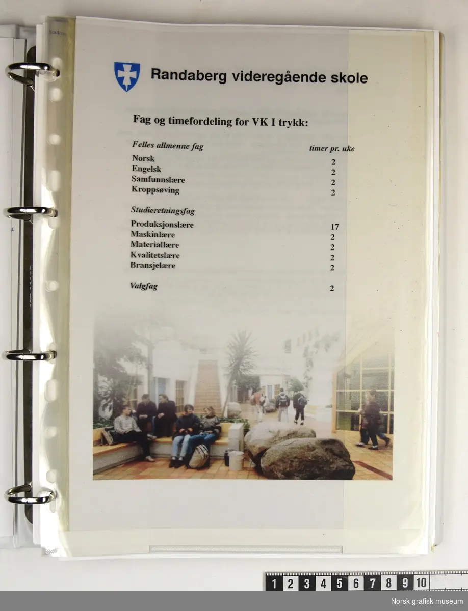 Lærerplanfor VK1 Trykk ved Randaberg videregående skole, oppbevart i perm