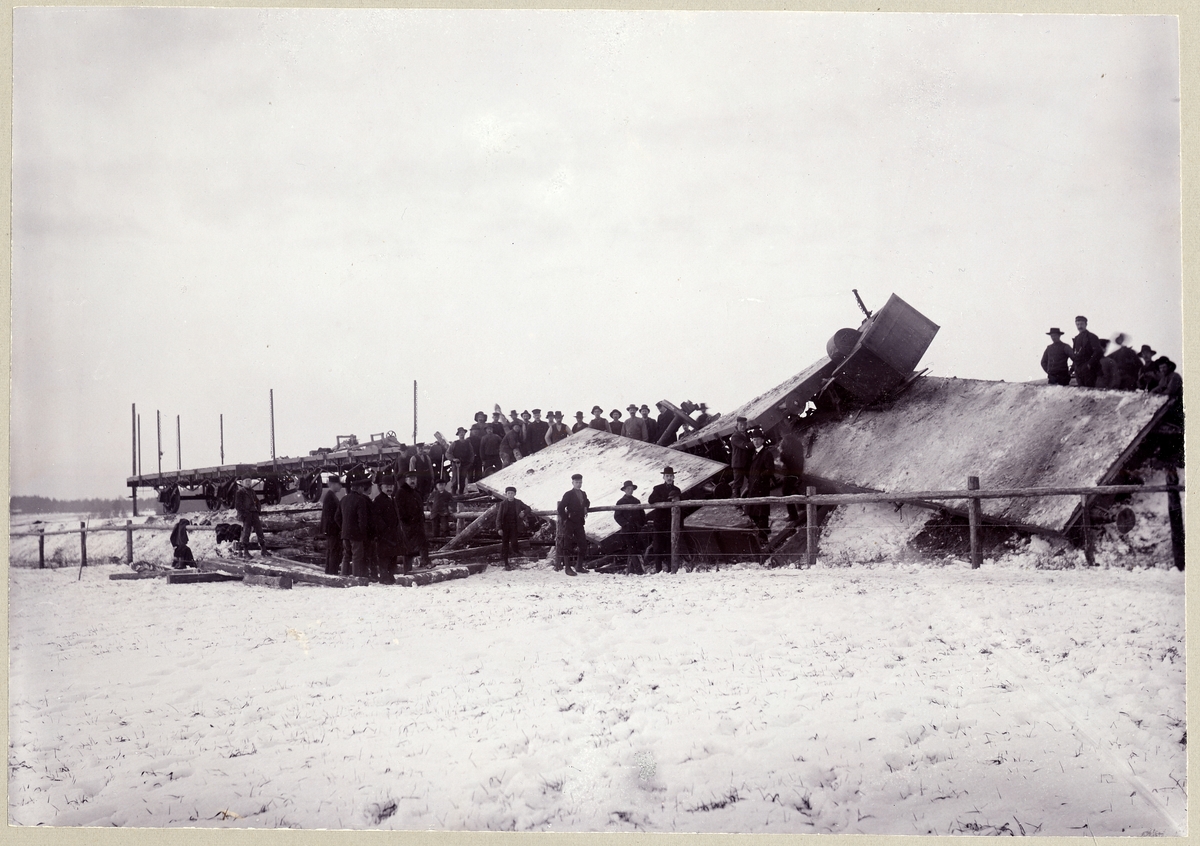Olycka vid järnvägsbygge. EHRJ Hårsbäck 14/11 1905