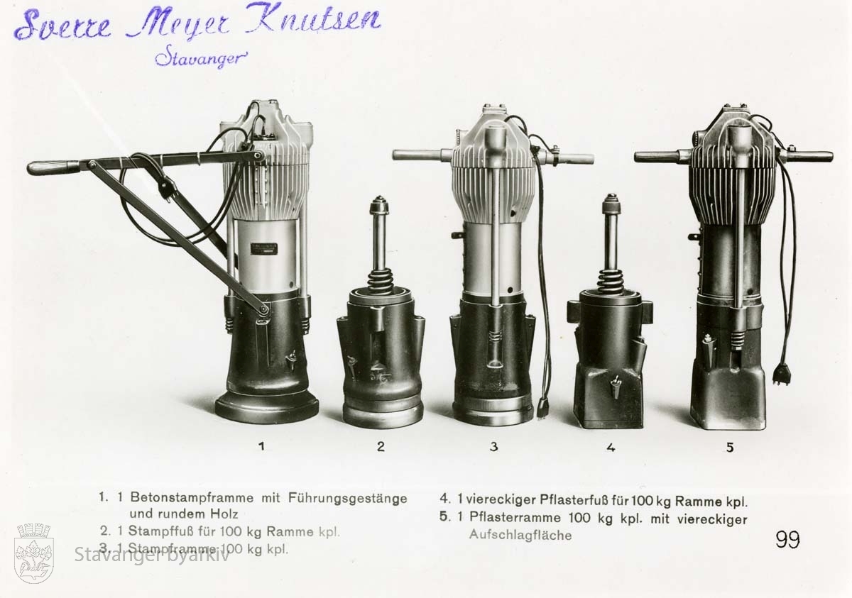 De fleste later til å være tyskproduserte. (De fleste bildene er stemplet Sverre Meyer Knutsen, Stavanger. Sannsynligvis den norske importøren av disse maskinene)