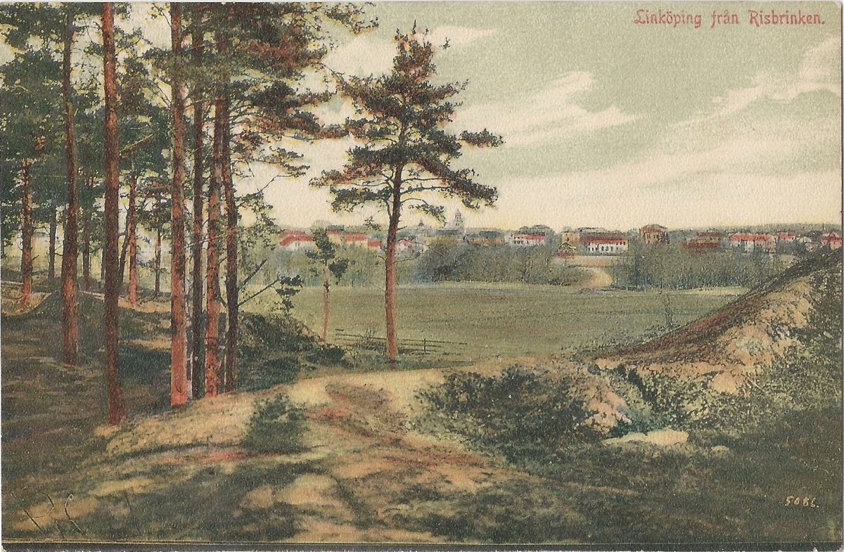 Vykort från  Linköping.
vy från Risbrinken, Risbrinksbacken, 
Poststämplat 15 april 1916