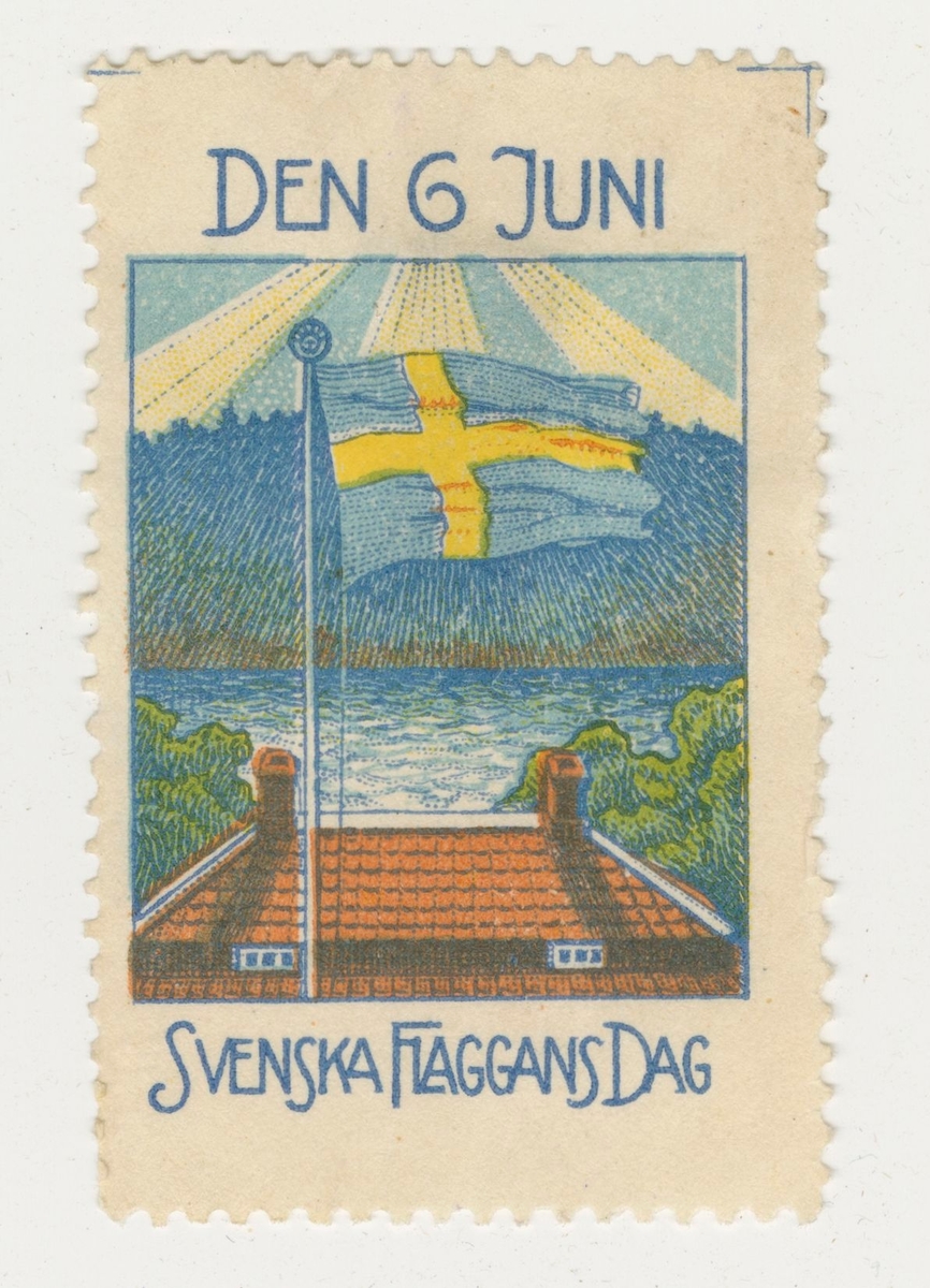 Ett märke för Svenska Flaggans Dag den 6 juni. Ingår i en samling välgörenhetsmärken.