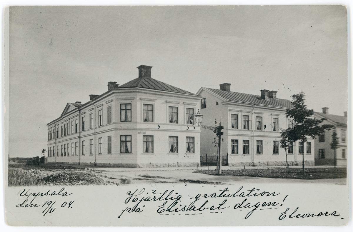Brevkort - Östra Bangårdsgatan, nuvarande del av Norrtäljegatan, Uppsala 1900-tal