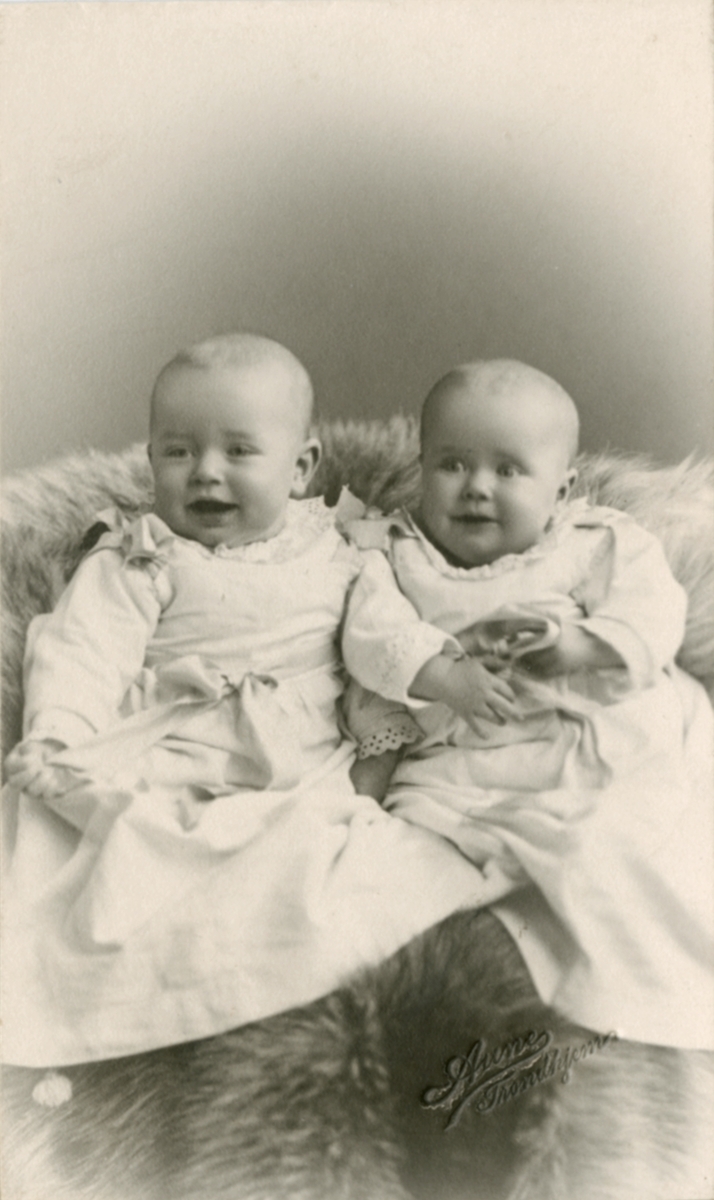 Bildet av tvillingene Knut og Barbara Lykke, født 20. november 1904. Fotografert ca 1905