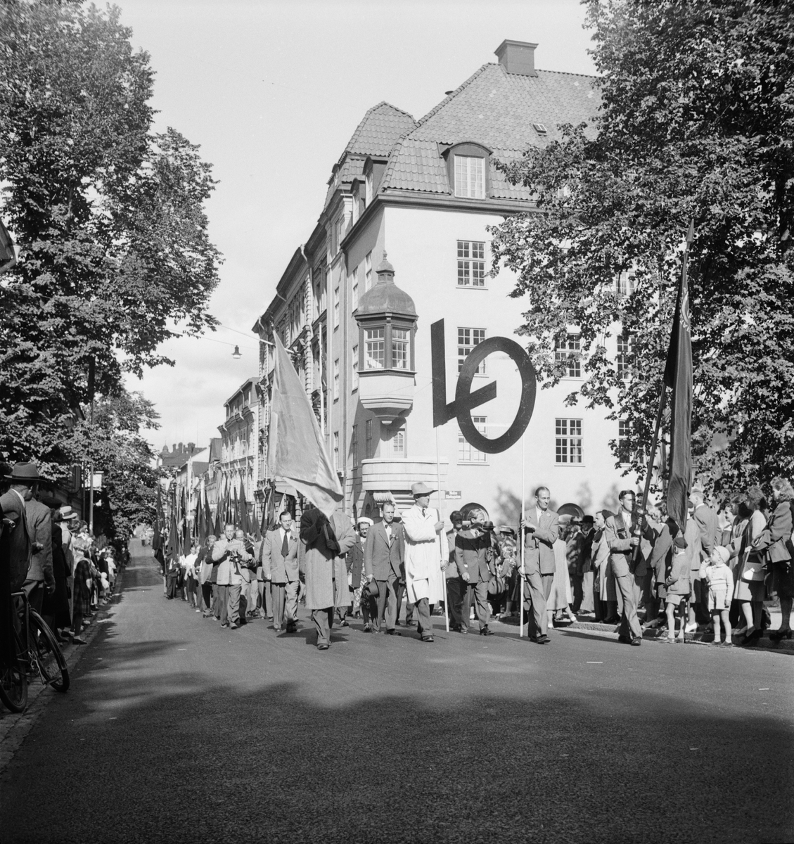 Landsorganisationens 50-årsjubileum, parad på Drottninggatan, Uppsala 1948