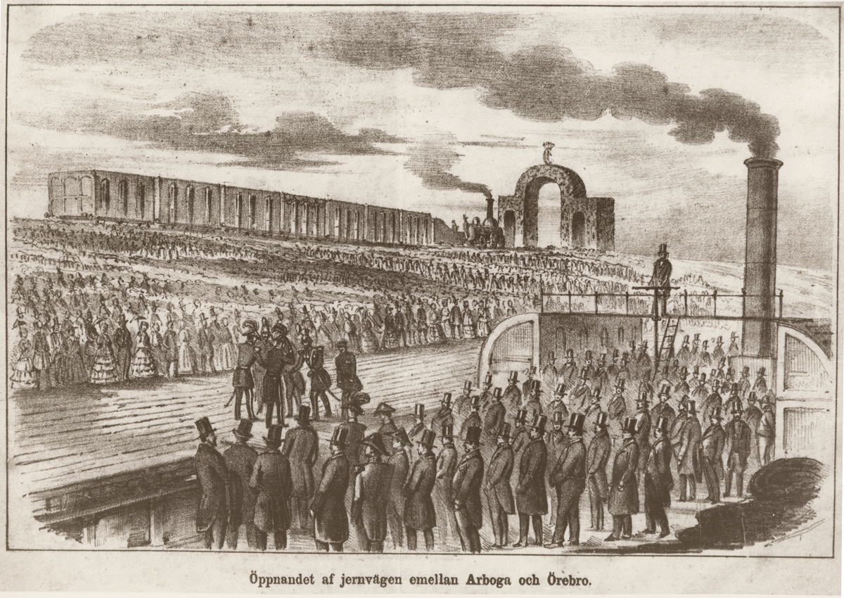 Illustration från invigningen av järnvägen mellan Arboga och Örebro 1857.