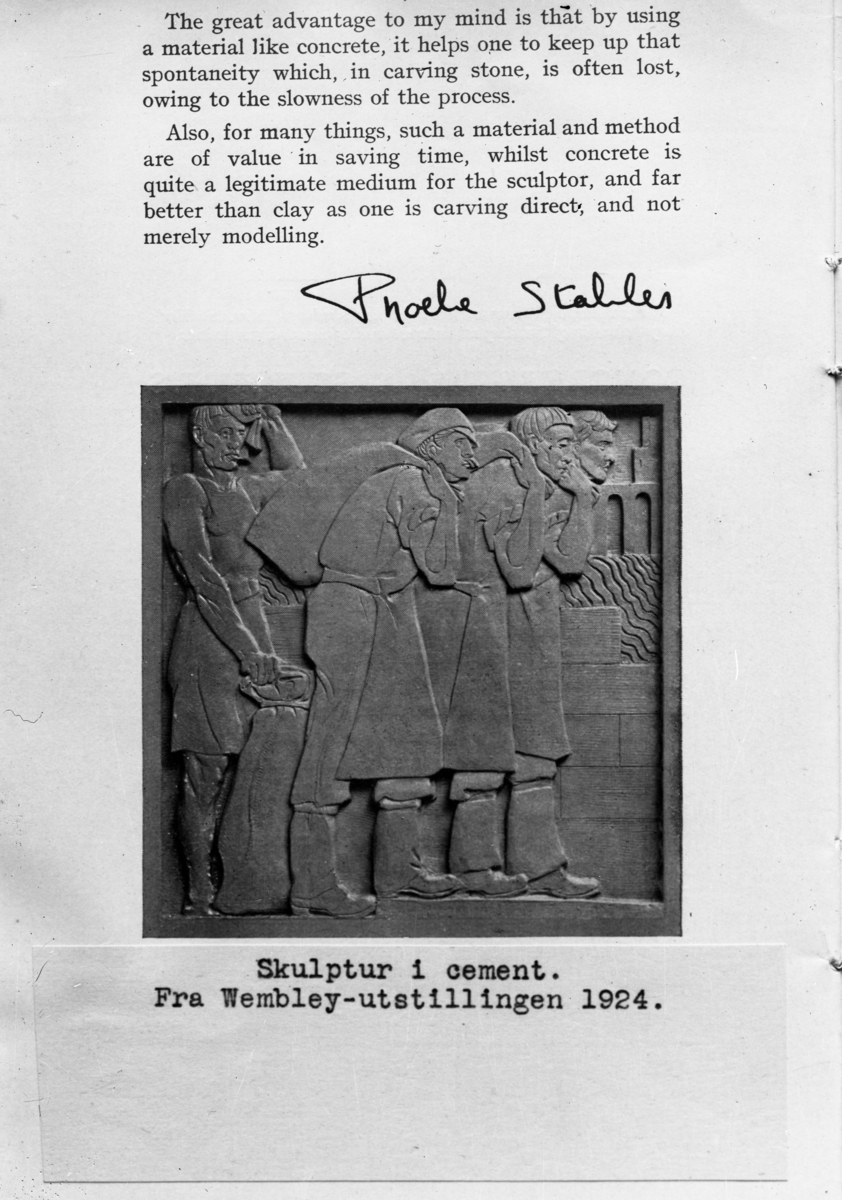 Avfotografering av en "skulptur i cement. Fra Wembley-utstillingen 1924"
