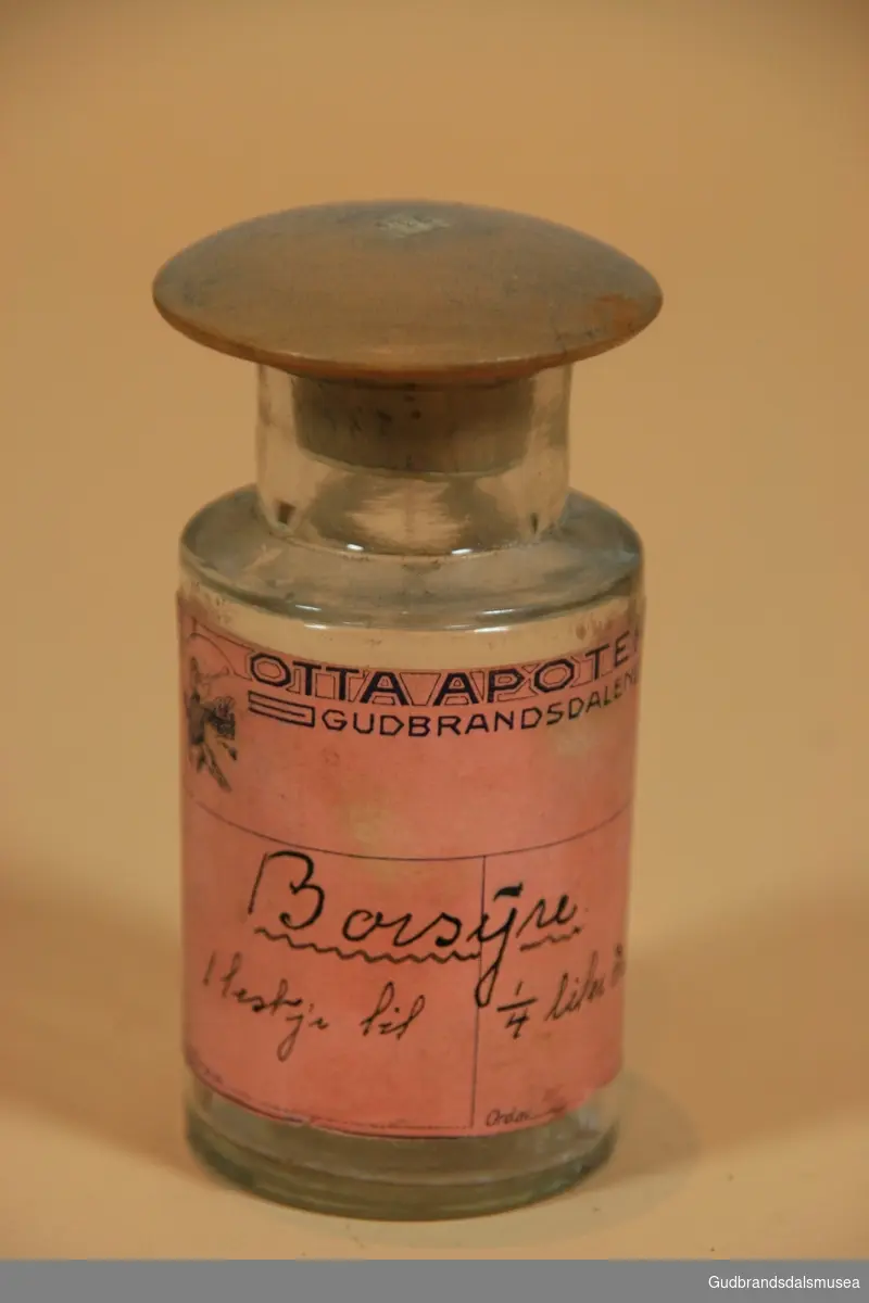 Innhold fra medisinskrin i bruk fra 1880-tallet på DNT's turisthytte på Gjendesheim.
