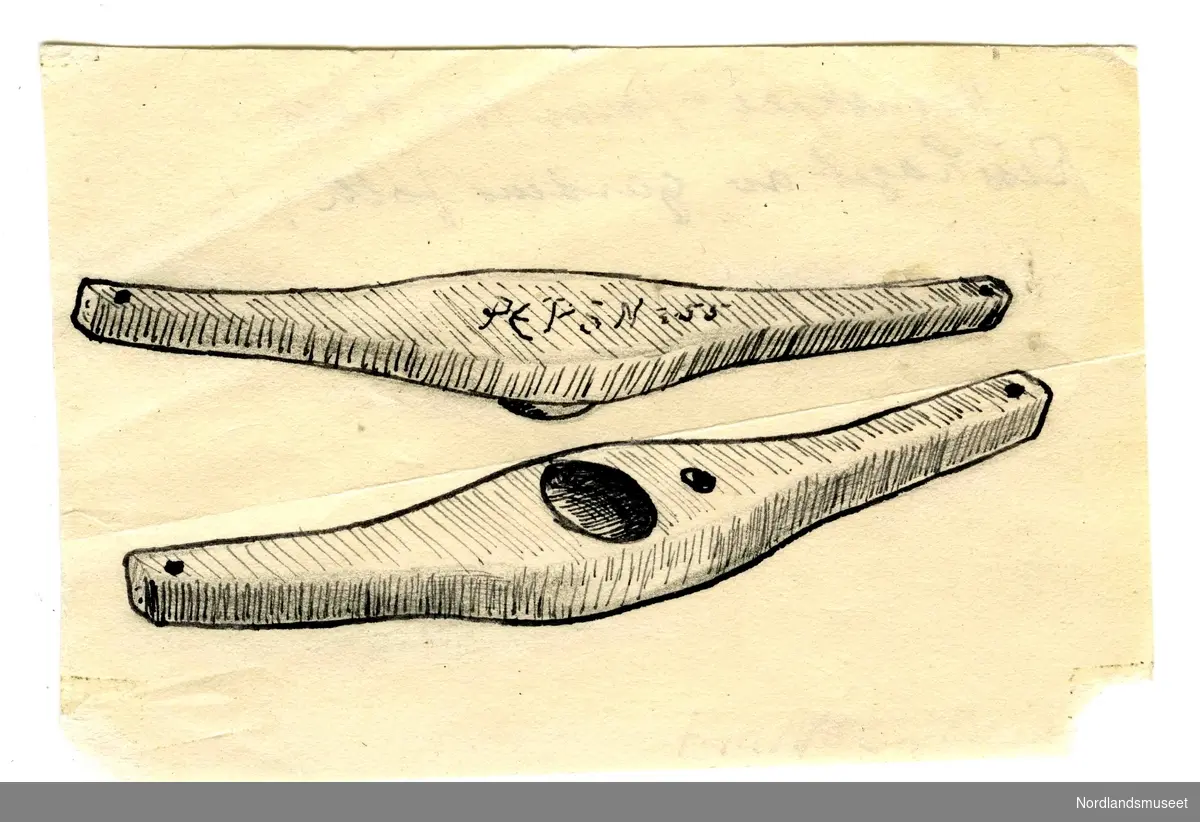 Pennetegning av hornskjei-form fra Ness.