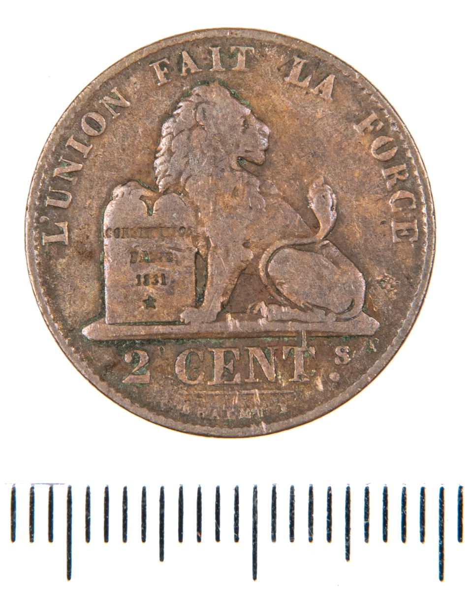 Mynt, Belgien, 1863, 2 Centimes.