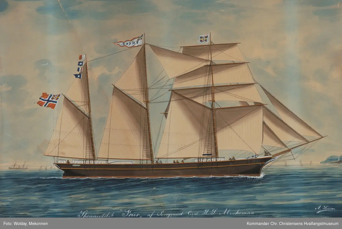 Skonnertskip FRIER av Porsgrund, 17. Mai 1893.