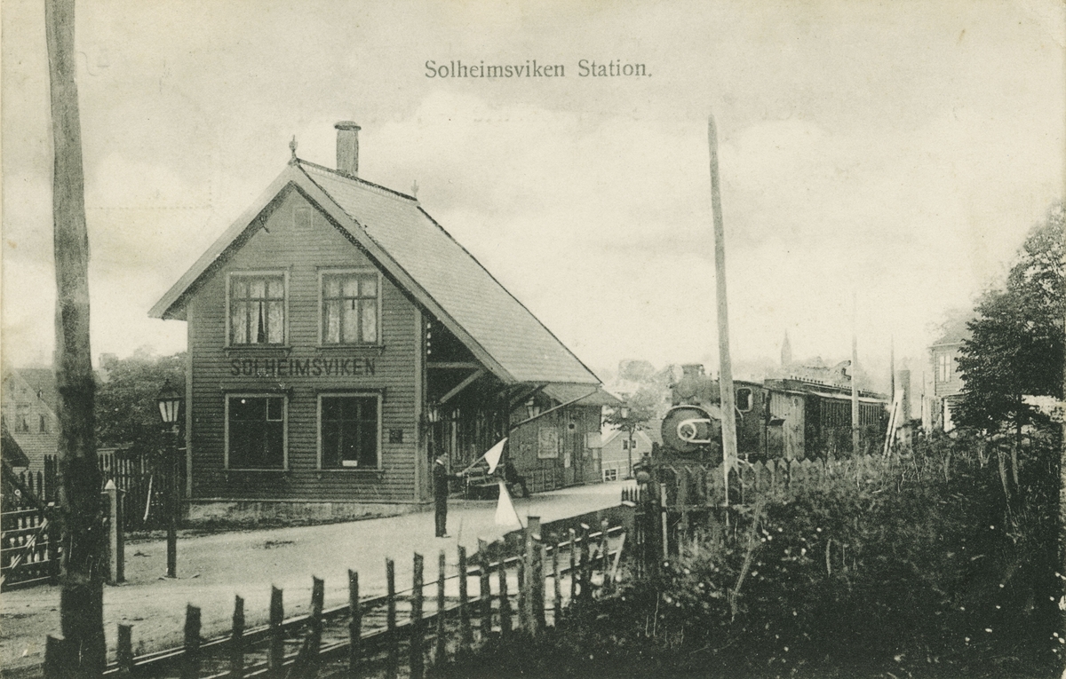 Bergen. Solheimsviken stasjon, 1907. Ukjent fotograf/utgiver.