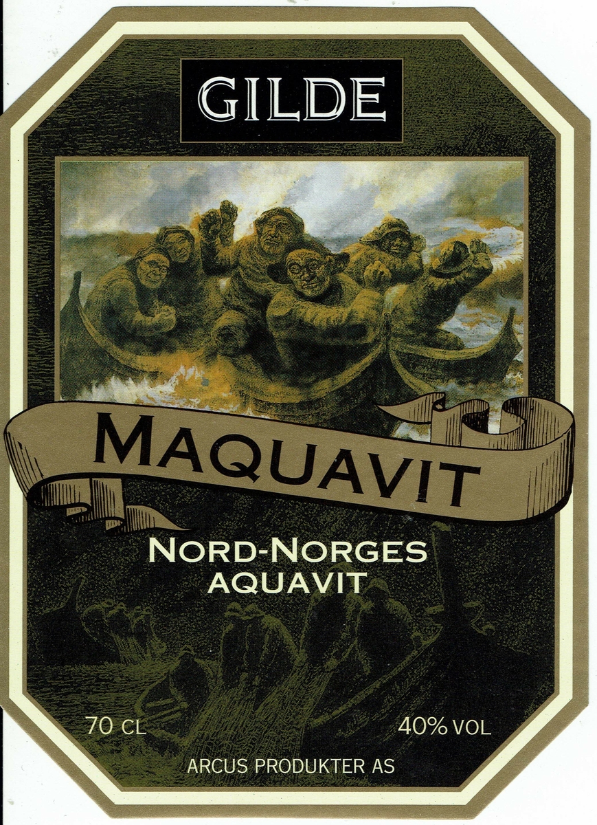 Gilde Maquavit. Nord-Norges Aquavit.  Arcus Produkter AS. 40 vol %. 