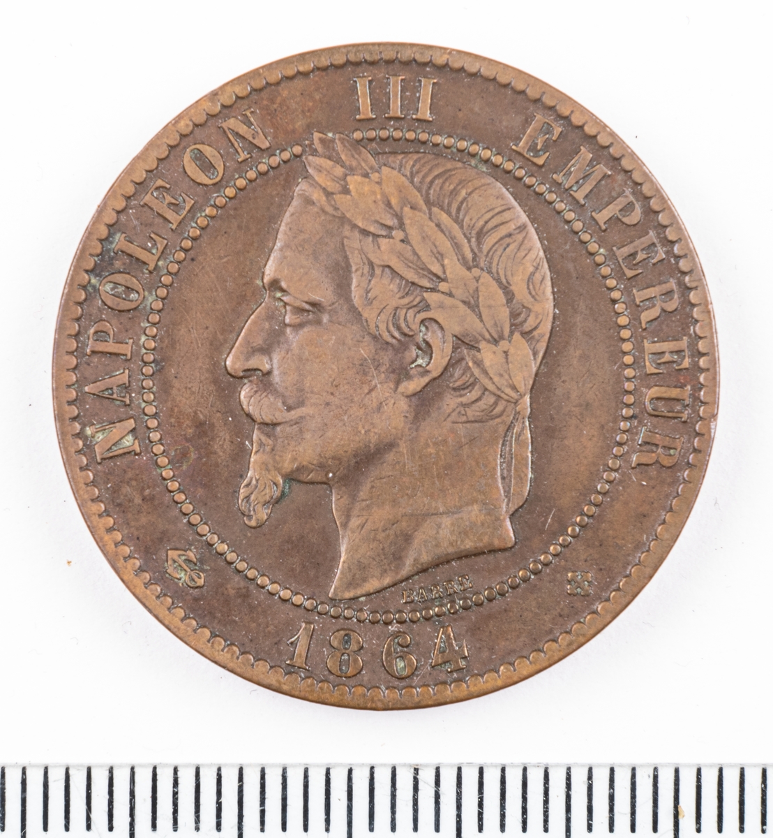 Mynt Frankrike 1864, 10 Centimes.