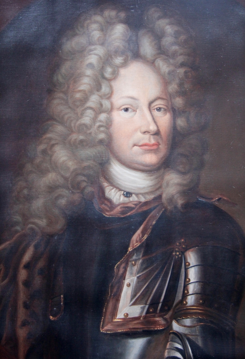 Oljemaleri med portrett av mann i uniform. Avbildet: Niels Werenskiold til Hafslund (1669-1741).